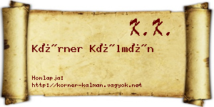 Körner Kálmán névjegykártya