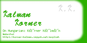 kalman korner business card